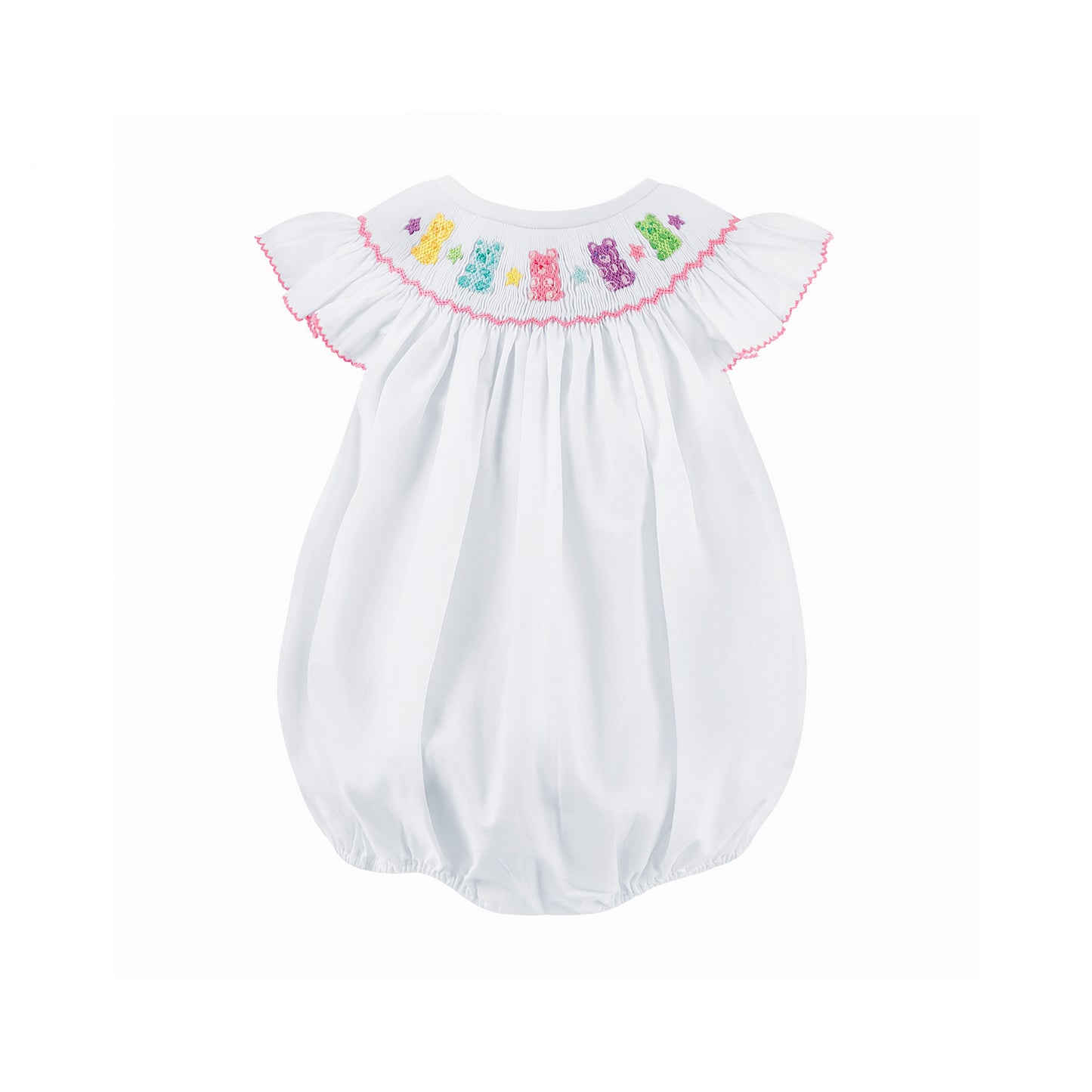 Gummy Bear Smocked White Pique Bubble