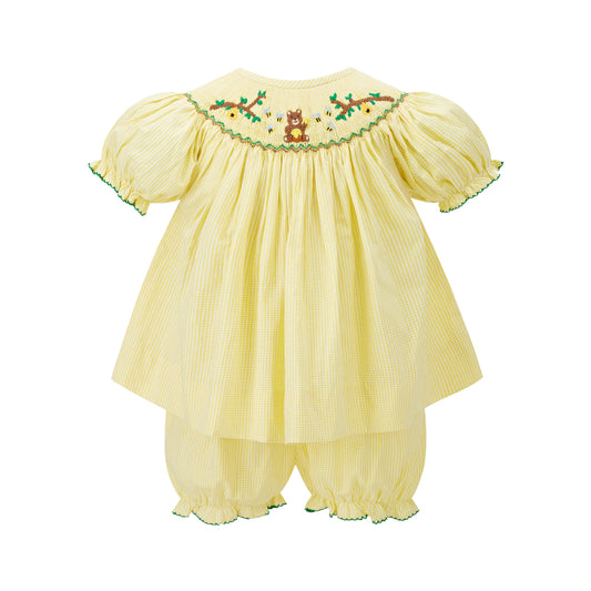 Honey Bear Smocked Short Set