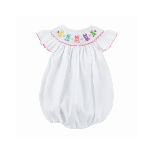 Gummy Bear Smocked White Pique Bubble